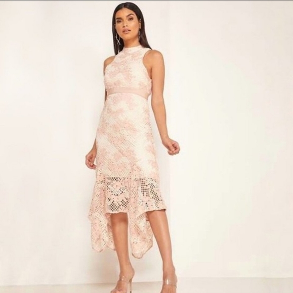 Keepsake Lace Midi Dress Blush Sz Large NWTs MSRP $260 - Picture 2 of 6